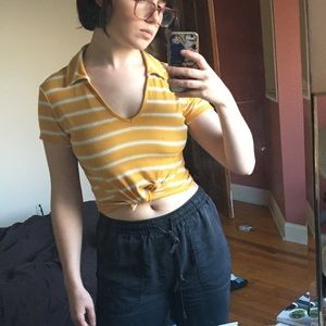 Yellow striped crop top